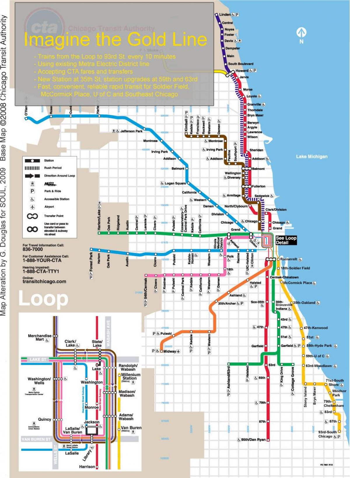 Chicago tren mapa blue line