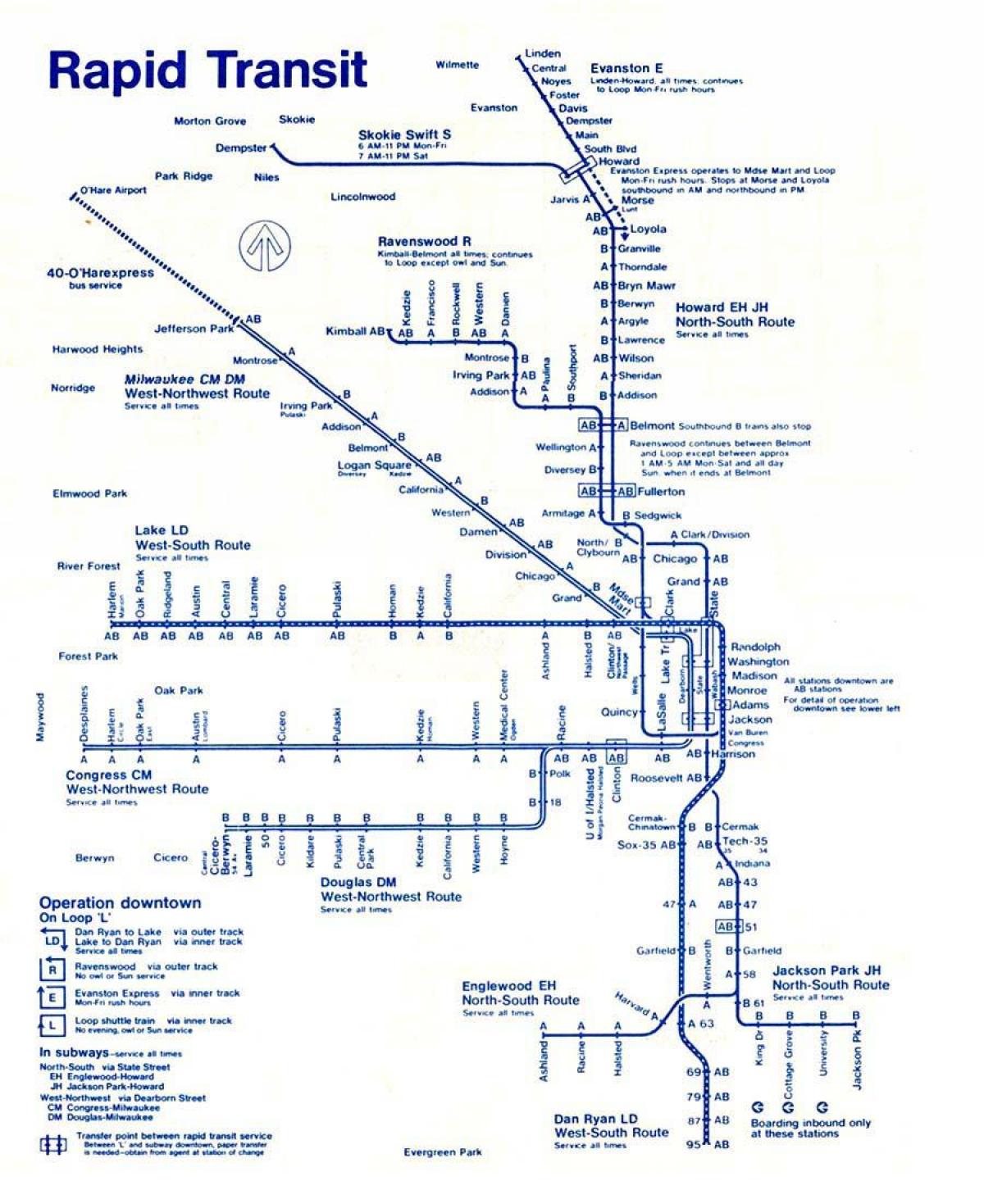 mapa blue line Chicago