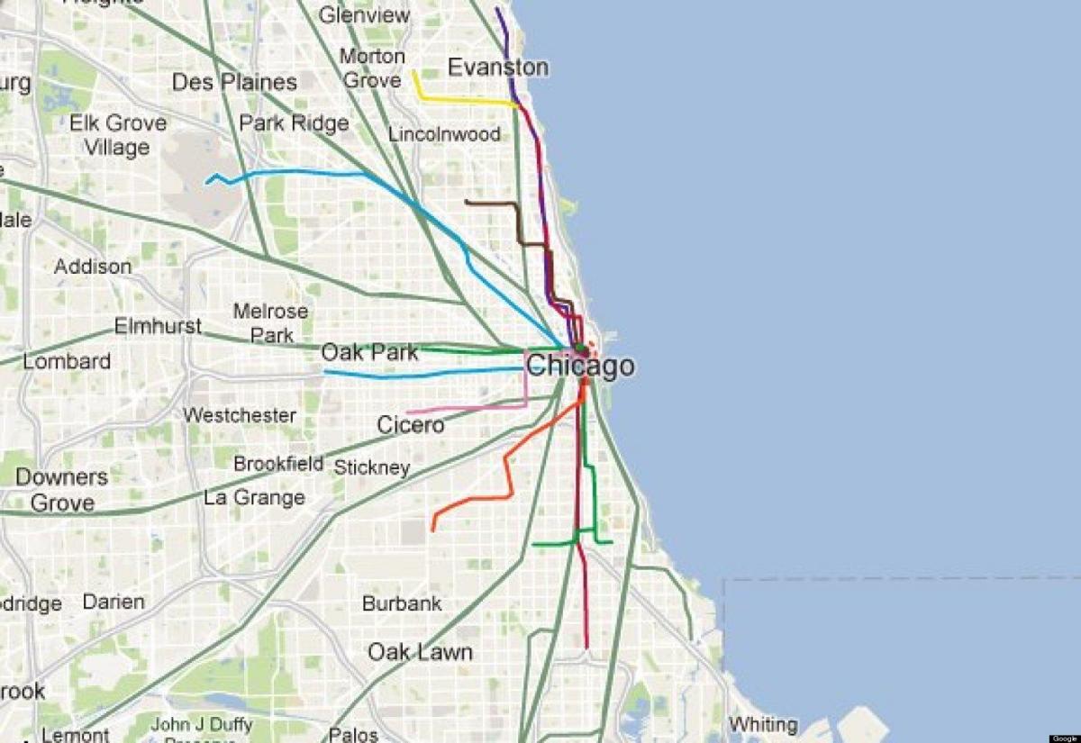Chicago blue line tren mapa