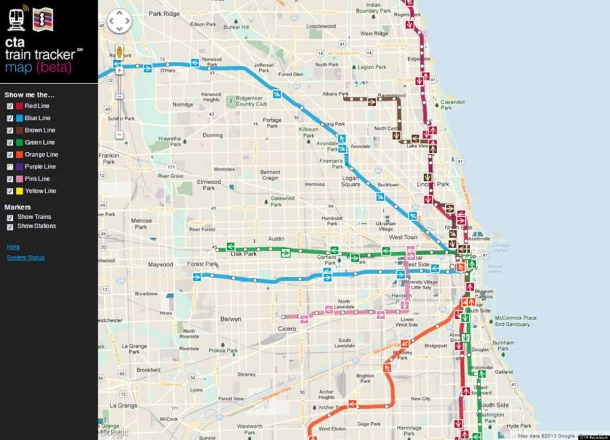 Chicago garraio publikoaren mapa