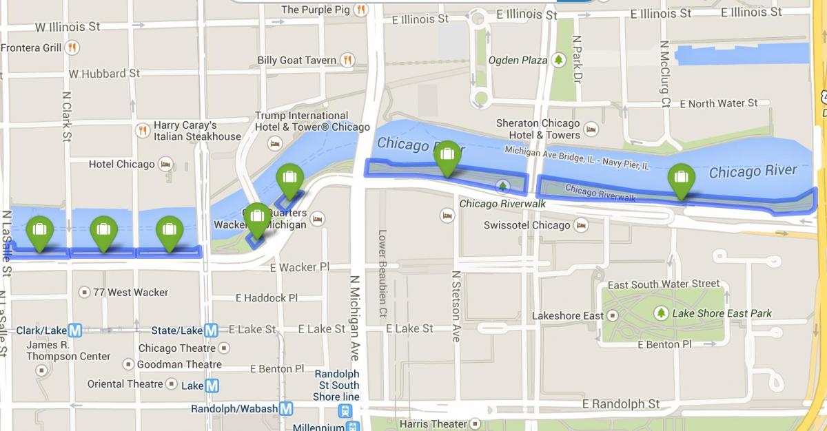mapa riverwalk Chicago