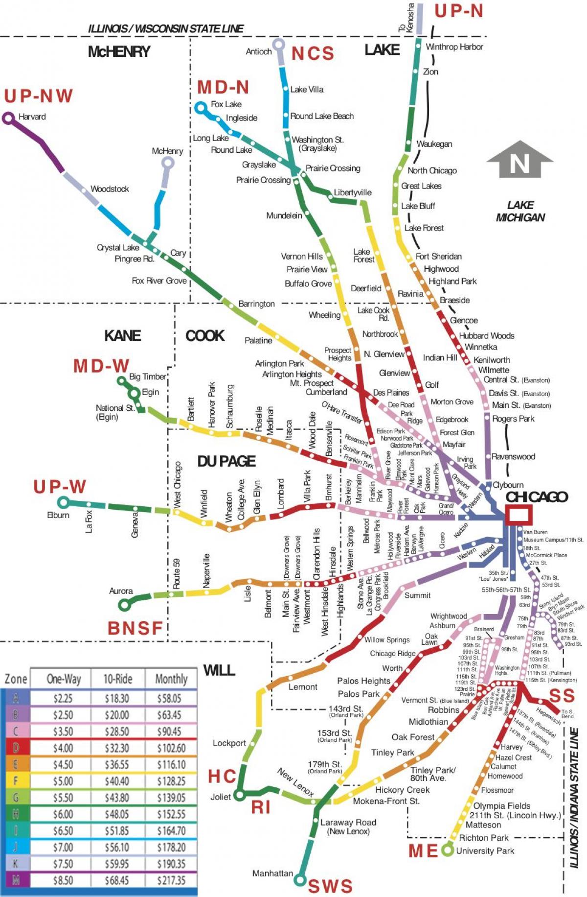 Chicago area tren mapa