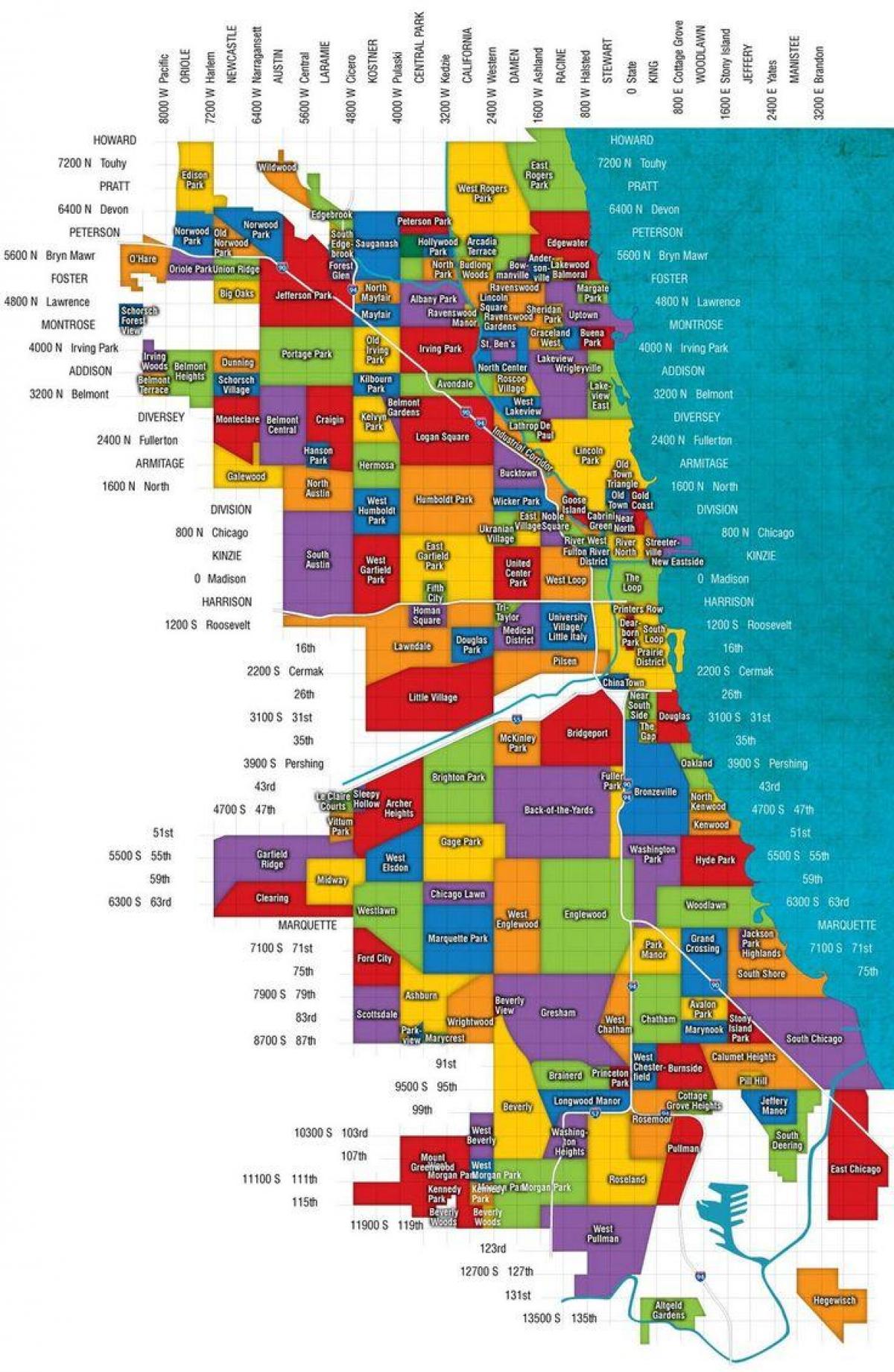 Chicago eta auzo mapa