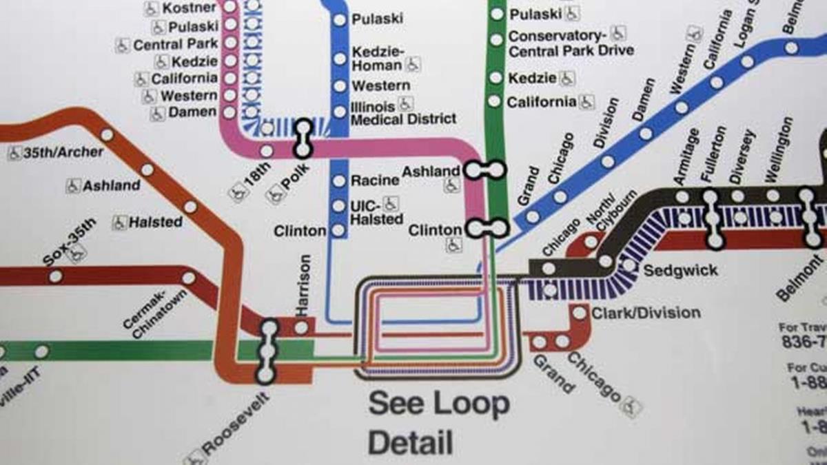 Chicago metroa mapa blue line