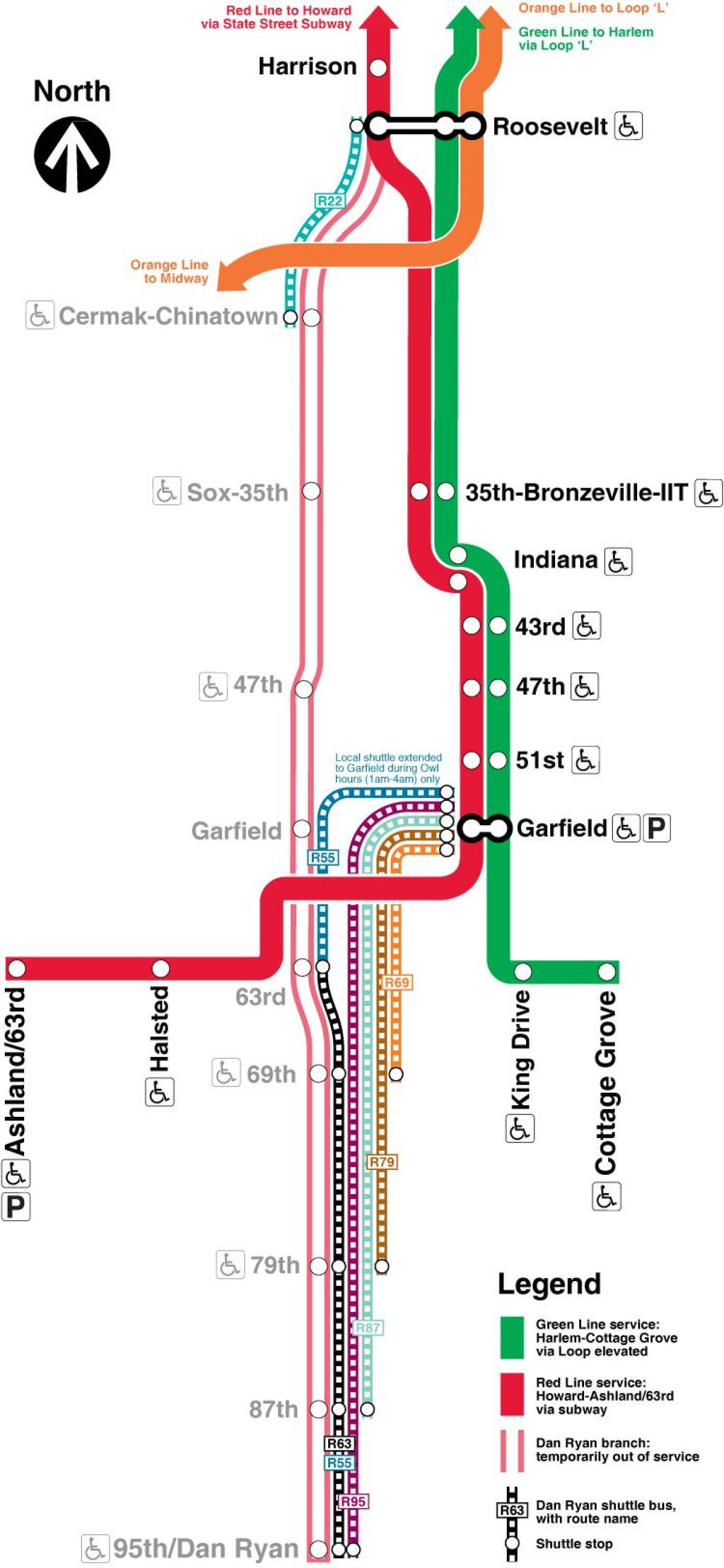 Chicago metroa mapa red line
