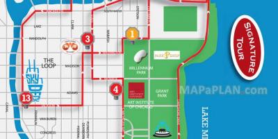 Chicago autobus handi tour mapa