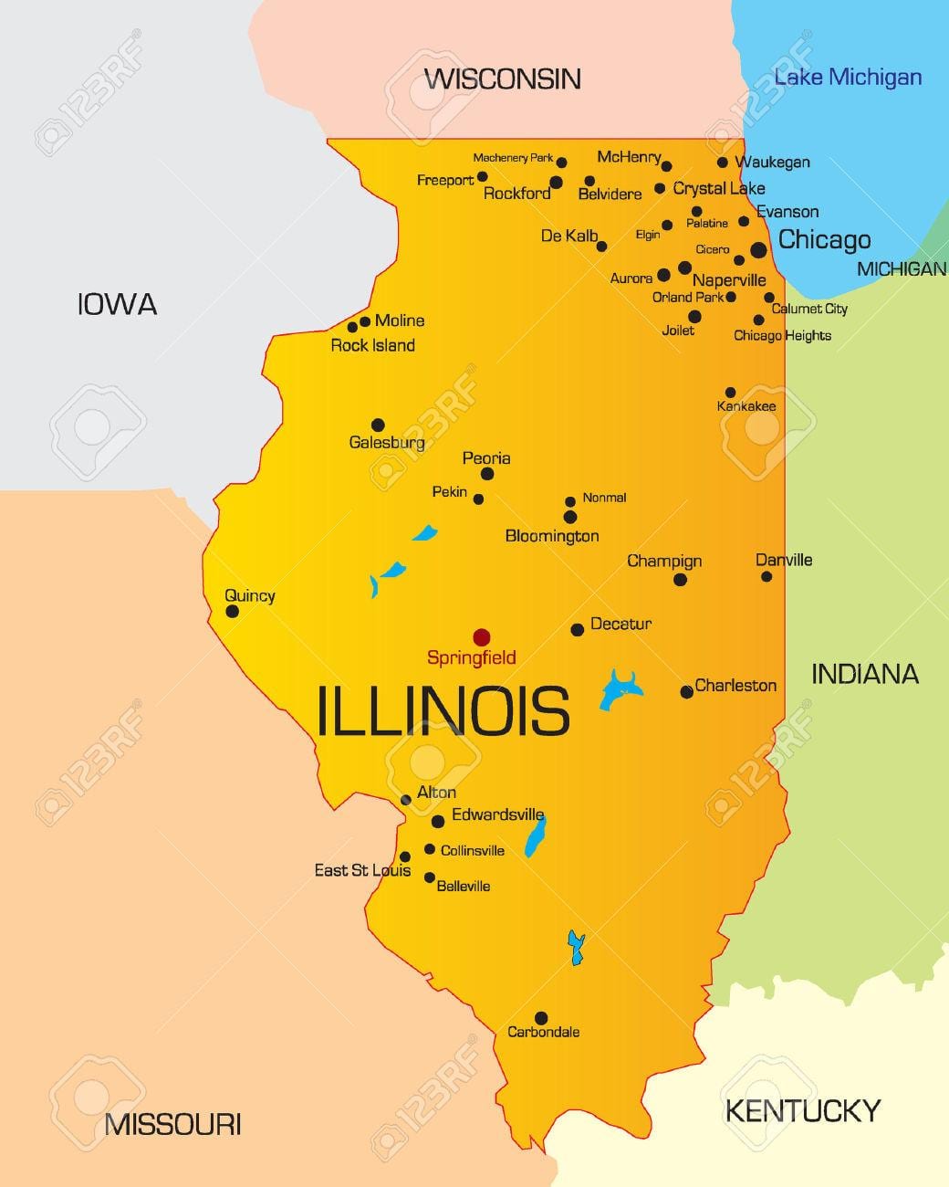 Chicago estatuko mapa